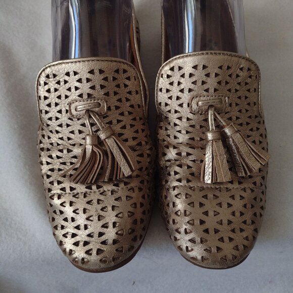 Patricia Nash Francesca Loafers 7 7M Pale Gold Leather Tassel Flats Shoes - Picture 5 of 9